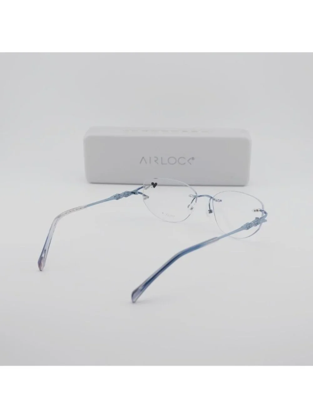 AIRLOCK JADE 201 407 Eyeglasses Rimless Blue 52mm Cat Eye Frame